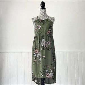 Old Navy Green Floral Tunnel Neck High Low Dress Size XL